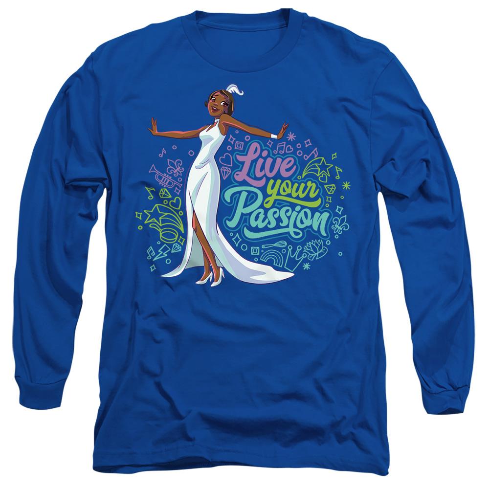 Royal Blue - Front - The Princess and the Frog Unisex Adult Live Your Passion Tiana T-Shirt