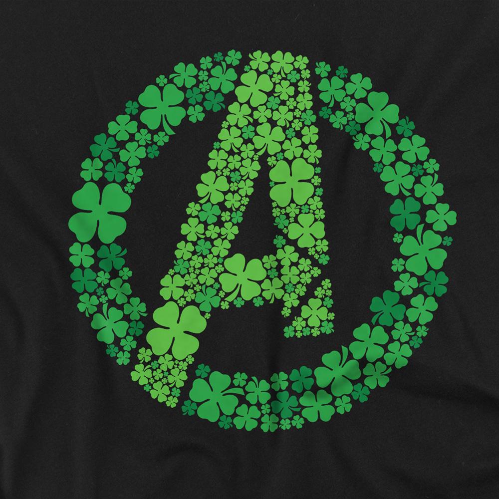 Black - Side - Avengers Unisex Adult Logo Shamrock St Patricks Day T-Shirt
