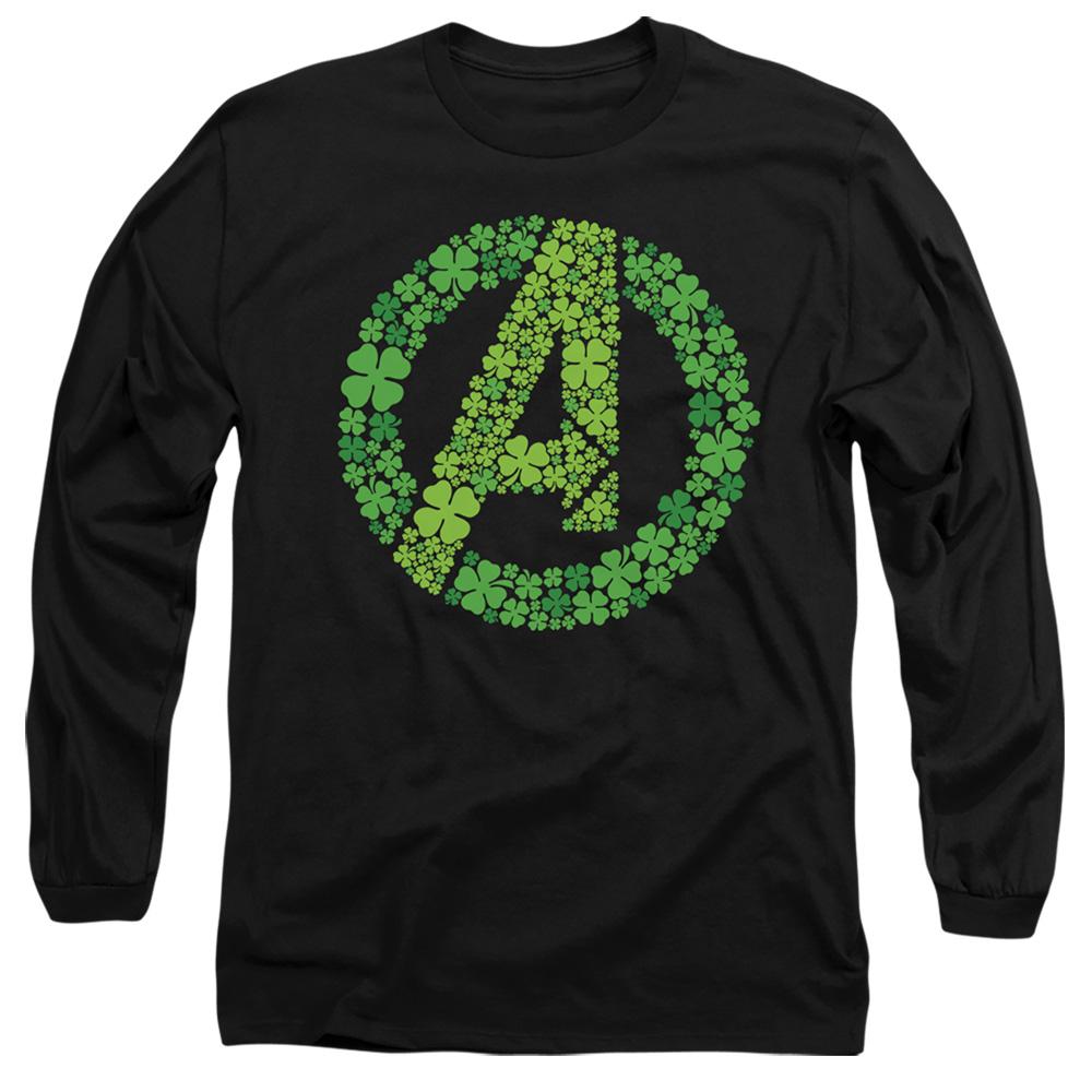 Black - Front - Avengers Unisex Adult Logo Shamrock St Patricks Day T-Shirt