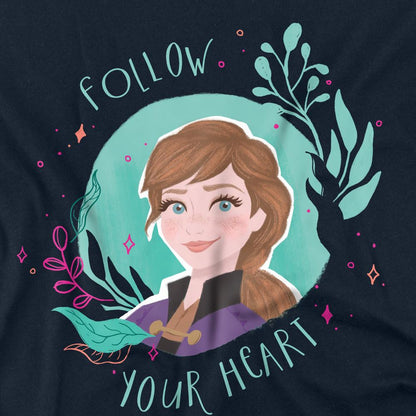 Navy - Side - Frozen Unisex Adult Follow Your Heart Anna T-Shirt