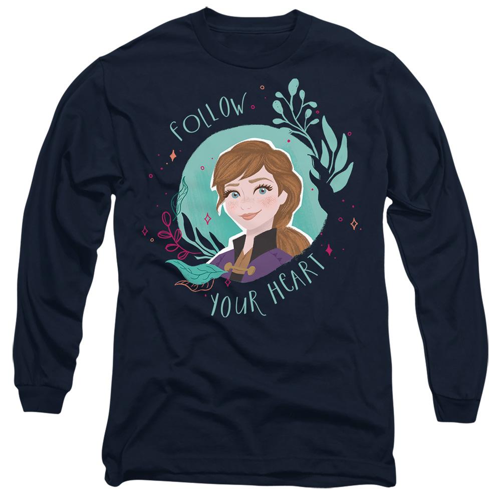 Navy - Front - Frozen Unisex Adult Follow Your Heart Anna T-Shirt