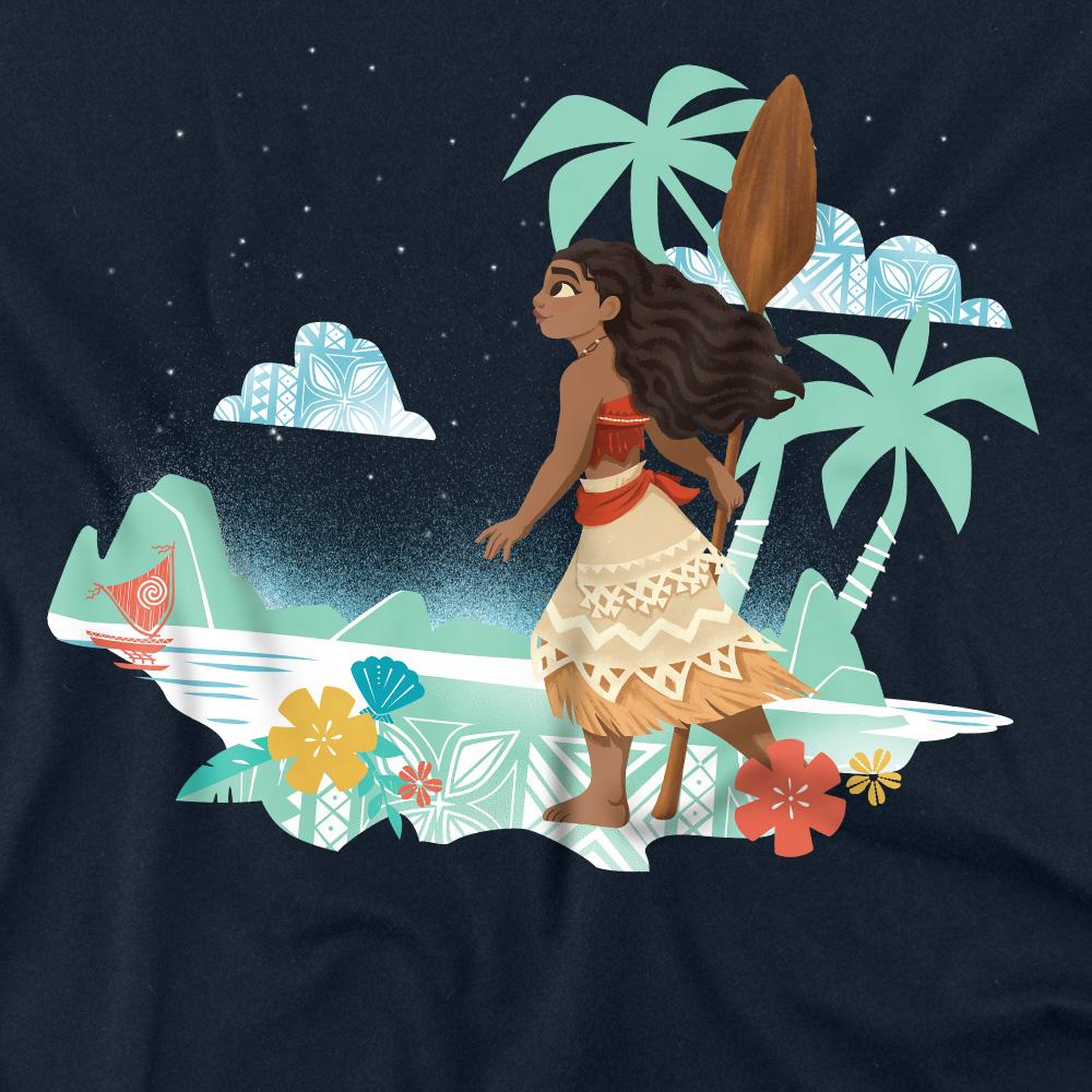 Navy - Side - Moana Unisex Adult Flat Island T-Shirt