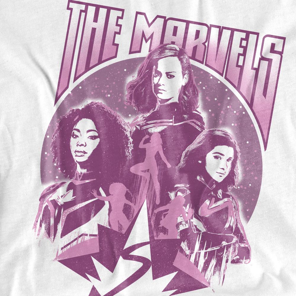 White - Side - The Marvels Unisex Adult Quantum Heroes T-Shirt