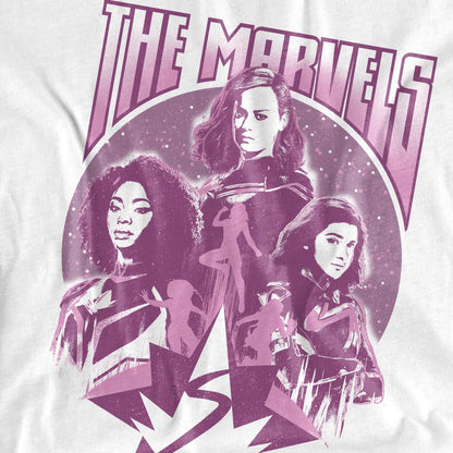 White - Side - The Marvels Unisex Adult Quantum Heroes T-Shirt