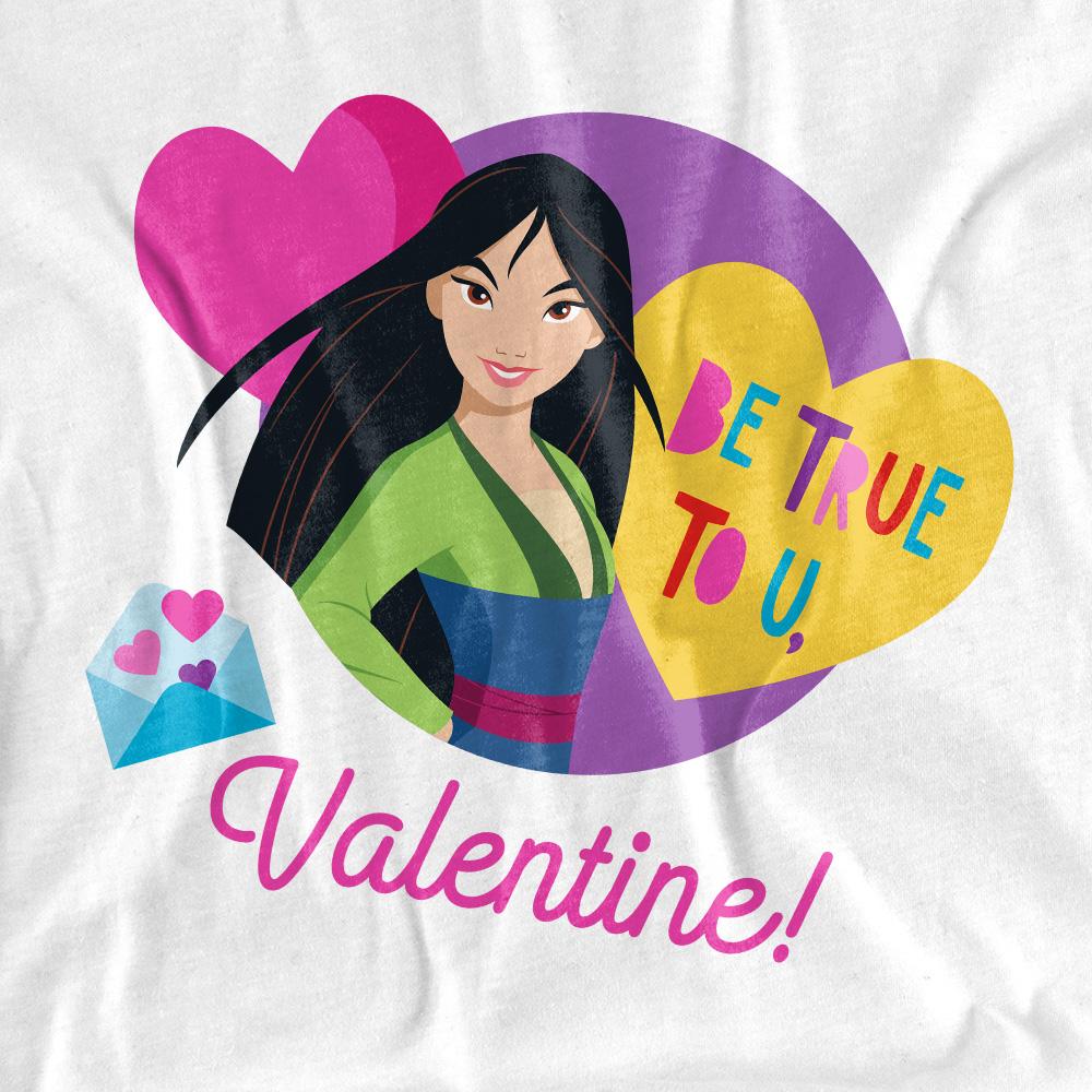 White - Side - Disney Princess Unisex Adult Be True To You Mulan Valentine`s Day T-Shirt