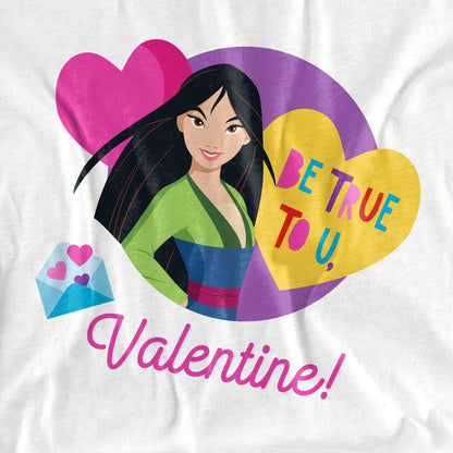 White - Side - Disney Princess Unisex Adult Be True To You Mulan Valentine`s Day T-Shirt