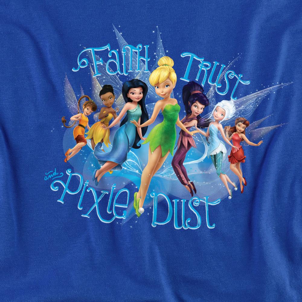 Royal Blue - Side - Disney Fairies Unisex Adult Faith, Trust And Pixie Dust Tinker Bell T-Shirt