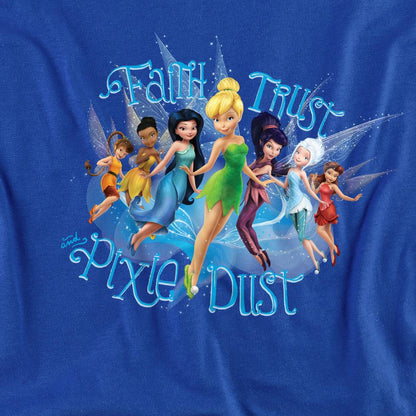 Royal Blue - Side - Disney Fairies Unisex Adult Faith, Trust And Pixie Dust Tinker Bell T-Shirt