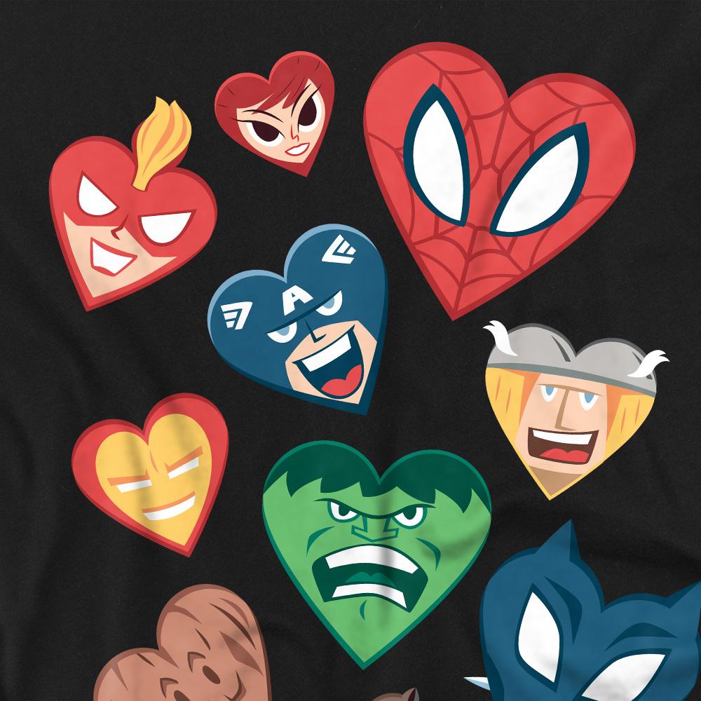 Black - Side - Marvel Universe Unisex Adult Hearts Valentine`s Day T-Shirt