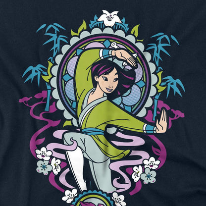 Navy - Side - Mulan Unisex Adult Stained Glass T-Shirt