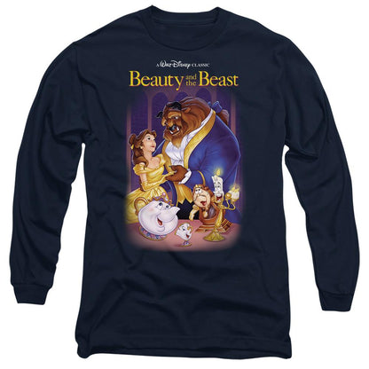 Navy - Front - Beauty And The Beast Unisex Adult Cover T-Shirt