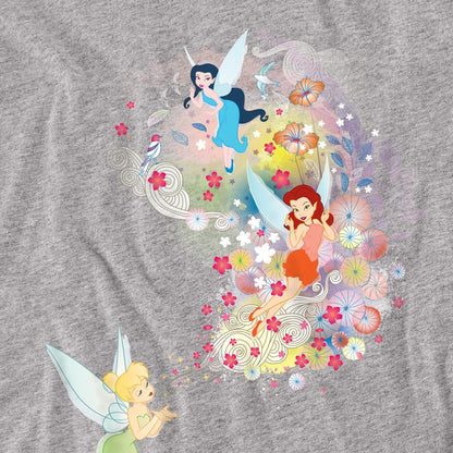 Sport Heather - Side - Disney Fairies Unisex Adult Fun Tinker Bell Rosetta Silvermist Floral T-Shirt