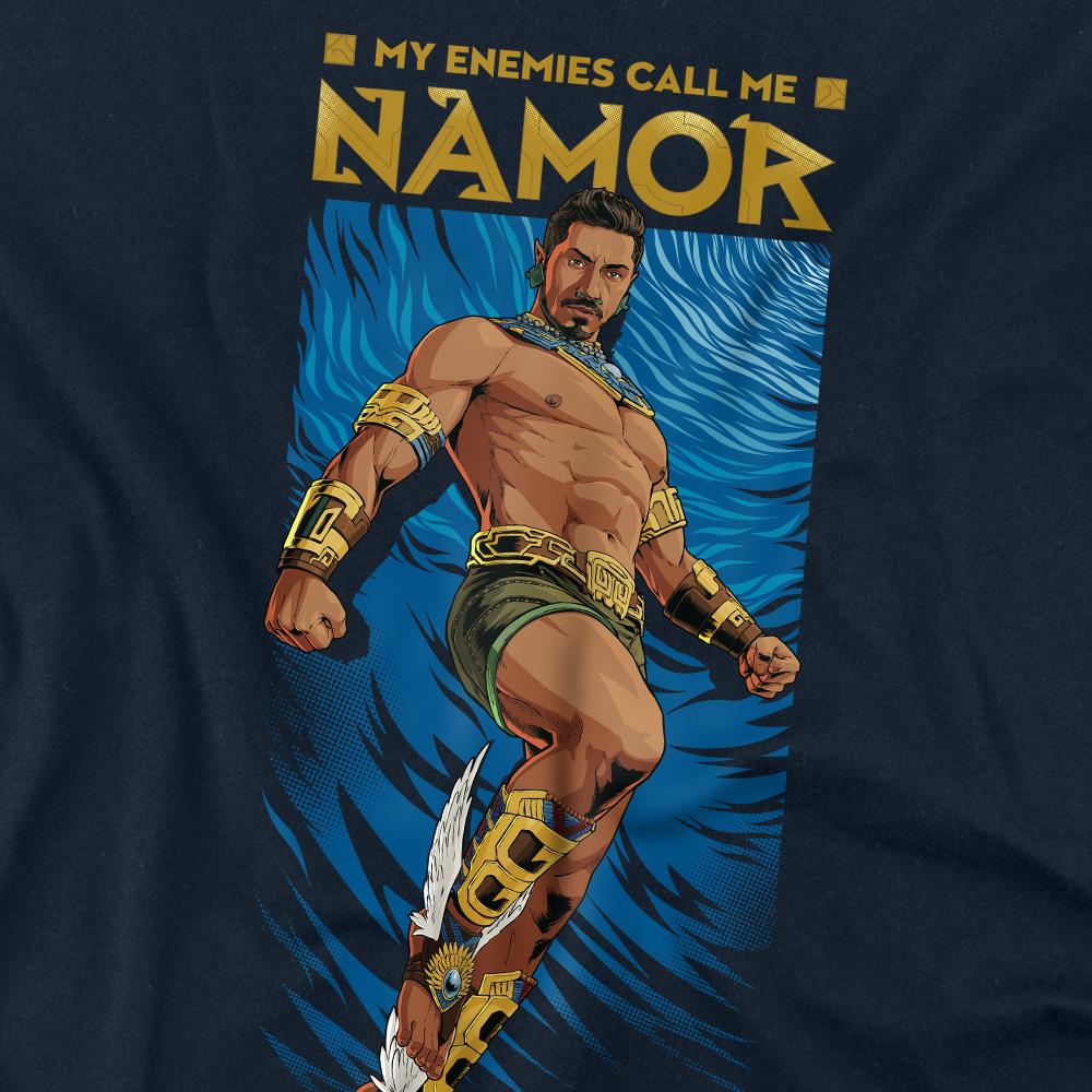 Navy - Side - Black Panther: Wakanda Forever Unisex Adult Enemies Call Me Namor T-Shirt