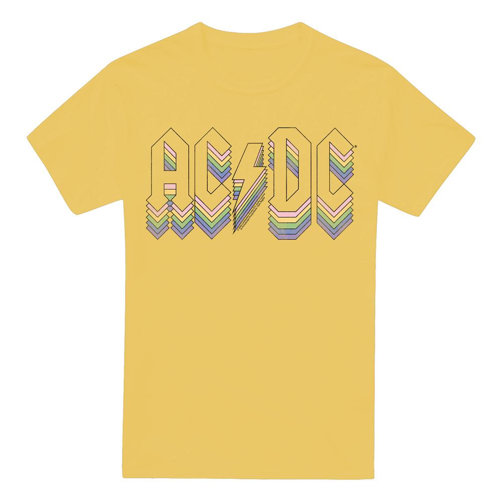Banana Yellow - Front - AC-DC Mens Rainbow Logo T-Shirt
