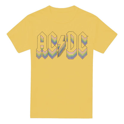Banana Yellow - Front - AC-DC Mens Rainbow Logo T-Shirt
