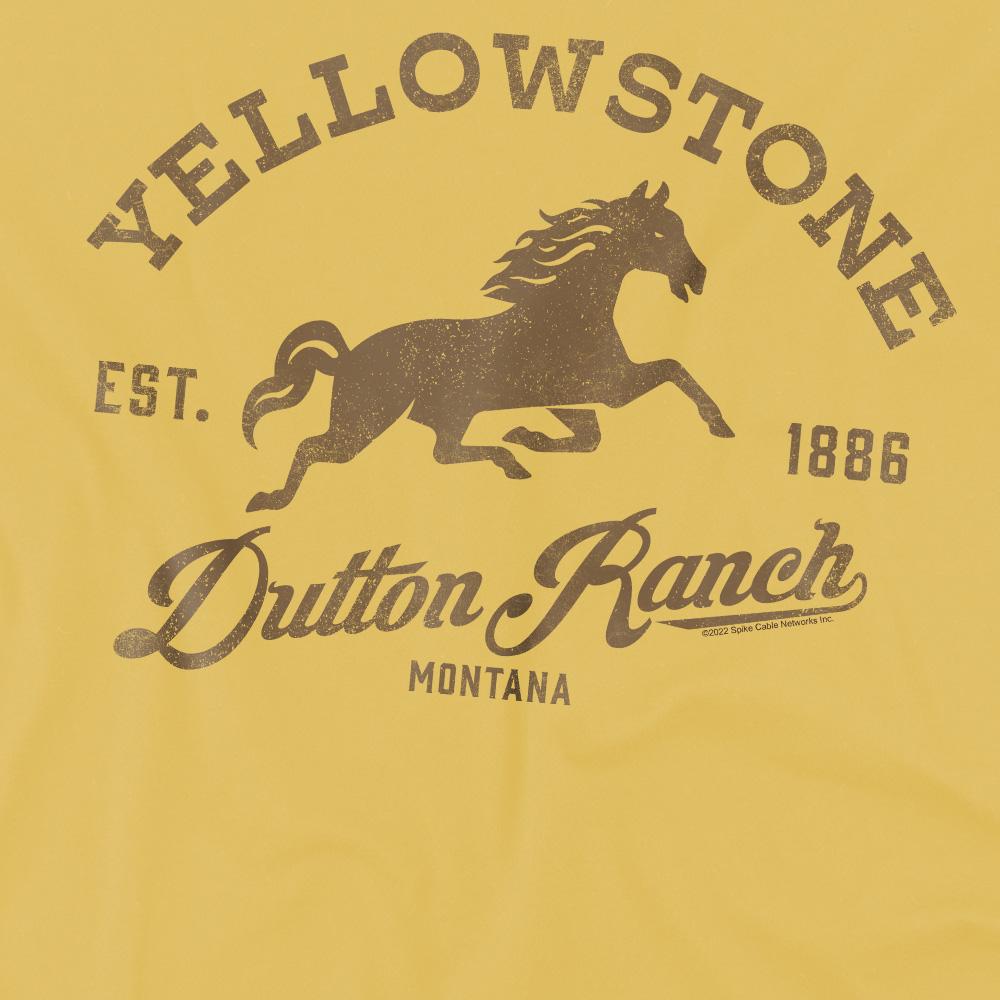 Banana Yellow - Side - Yellowstone Mens Dutton Ranch Horse T-Shirt