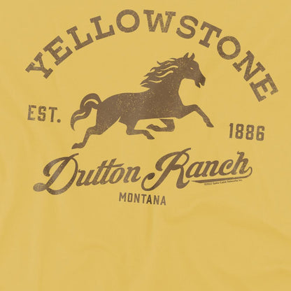 Banana Yellow - Side - Yellowstone Mens Dutton Ranch Horse T-Shirt