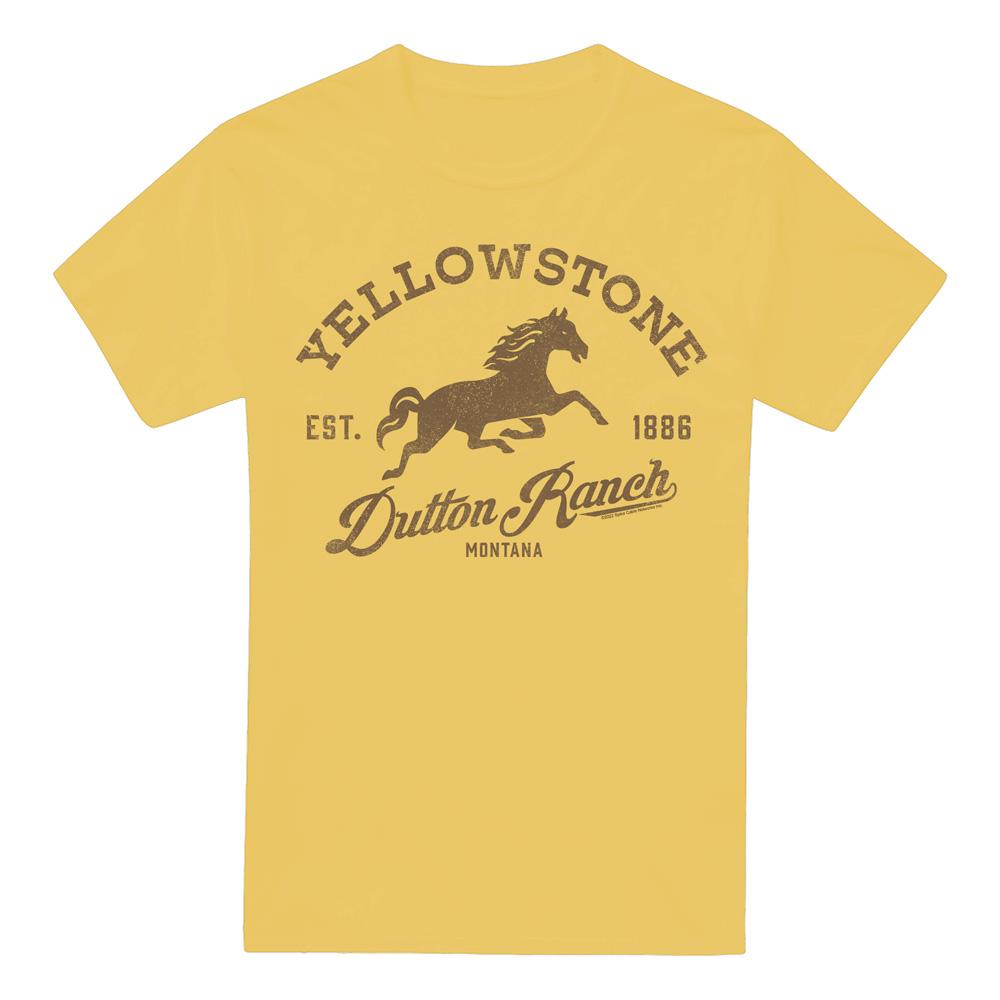 Banana Yellow - Front - Yellowstone Mens Dutton Ranch Horse T-Shirt