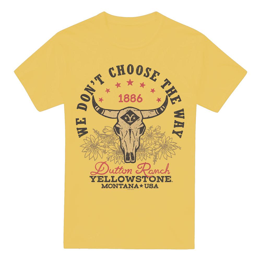 Banana Yellow - Front - Yellowstone Mens Large Skull T-Shirt