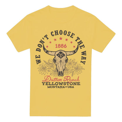 Banana Yellow - Front - Yellowstone Mens Large Skull T-Shirt