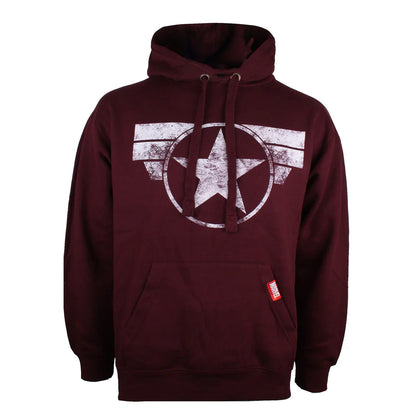 Burgundy - Front - Captain America Mens Logo Hoodie