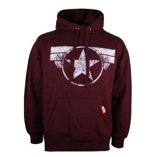 Burgundy - Front - Captain America Mens Logo Hoodie