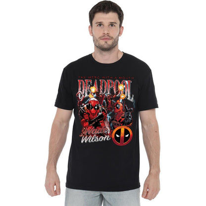 Black - Side - Deadpool Mens Character Montage T-Shirt
