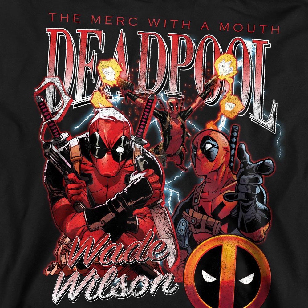 Black - Pack Shot - Deadpool Unisex Adult Character Montage Sweatshirt
