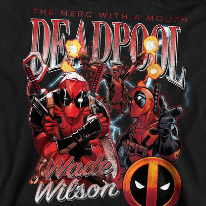 Black - Pack Shot - Deadpool Unisex Adult Character Montage Sweatshirt