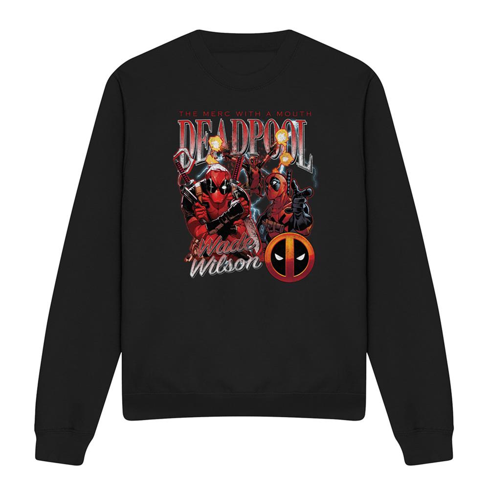 Black - Front - Deadpool Unisex Adult Character Montage Sweatshirt