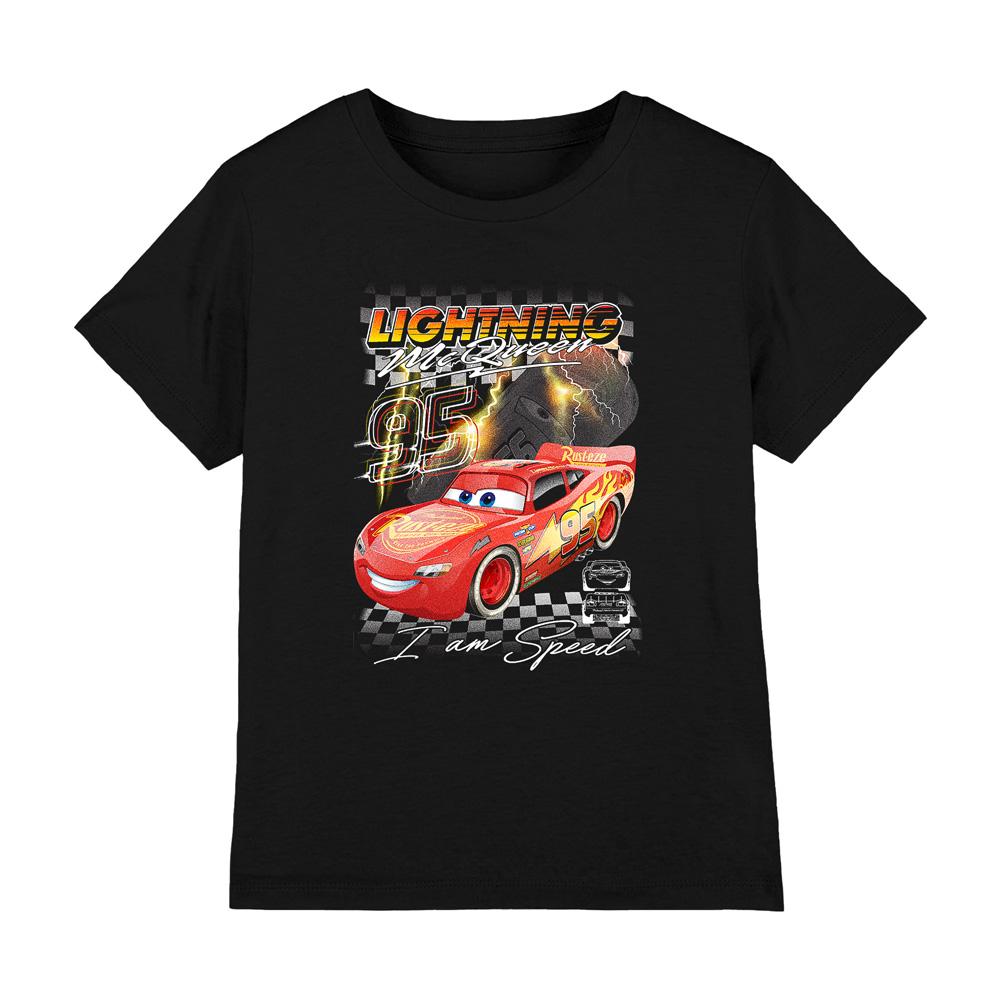 Black - Front - Cars Childrens-Kids I Am Speed Lightning McQueen T-Shirt