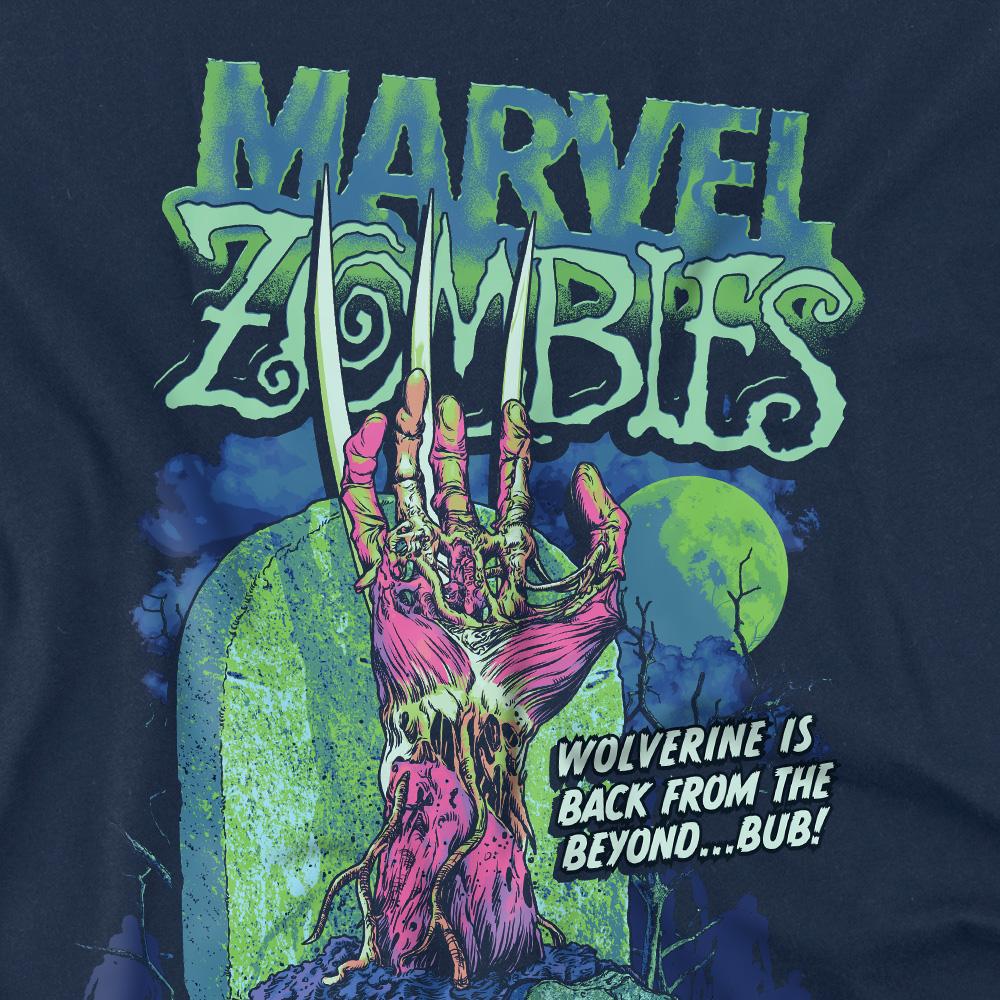 Navy - Side - Marvel Zombies Mens Wolverine Grave T-Shirt