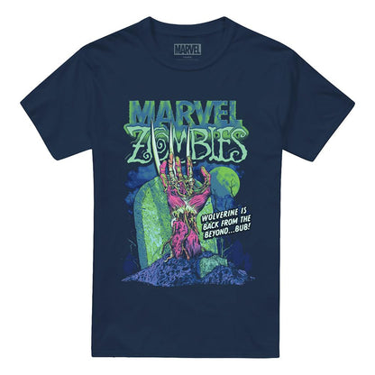 Navy - Front - Marvel Zombies Mens Wolverine Grave T-Shirt