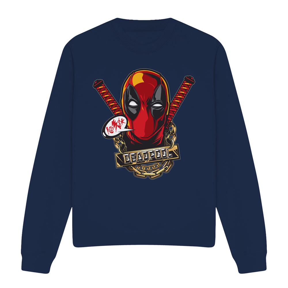 Navy - Front - Deadpool Unisex Adult Gangster Sweatshirt