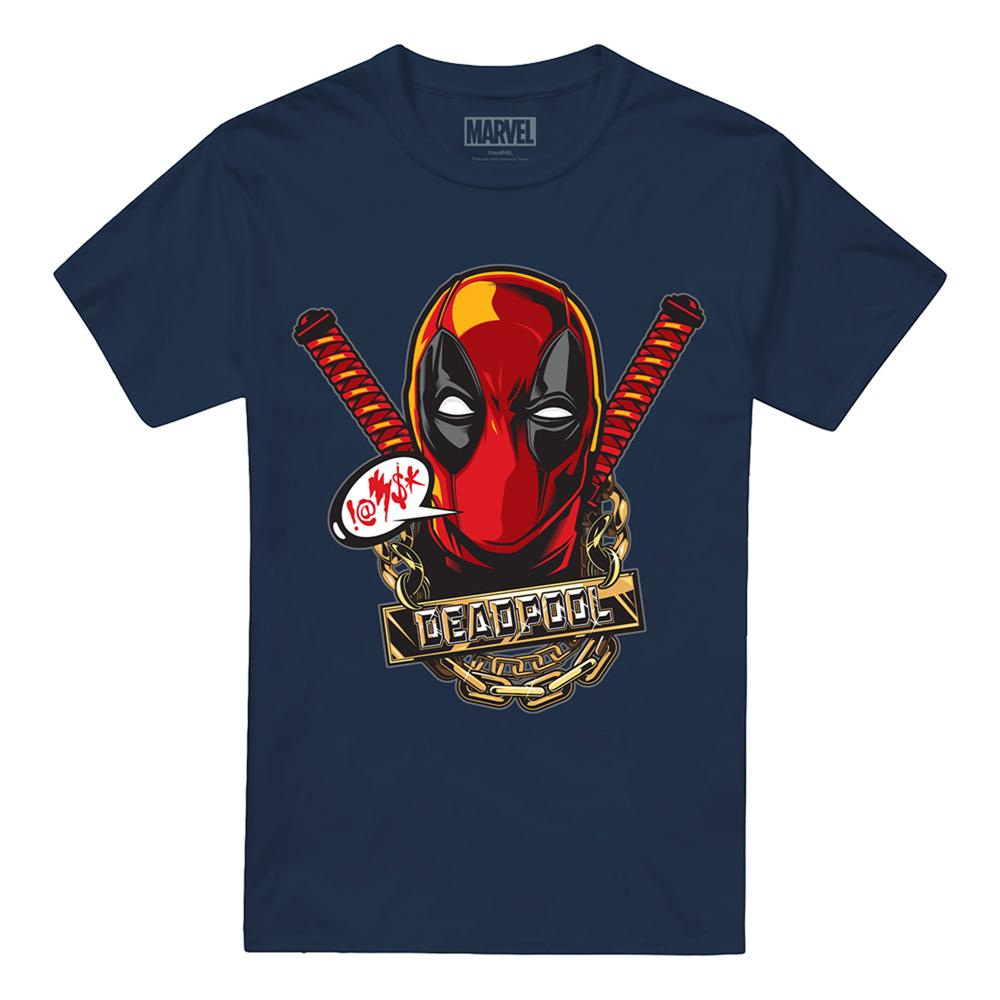 Navy - Front - Deadpool Mens Gangster T-Shirt