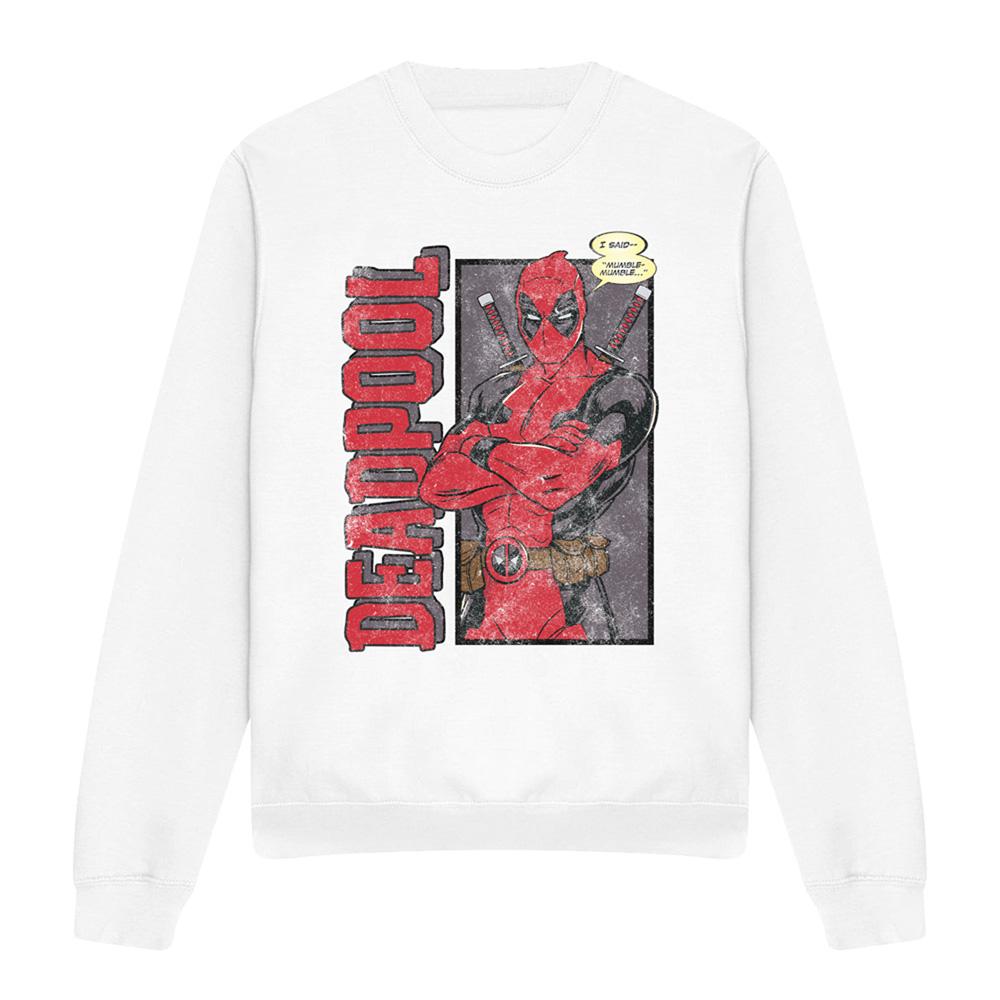 White - Front - Deadpool Unisex Adult I Said Mumble Sweatshirt