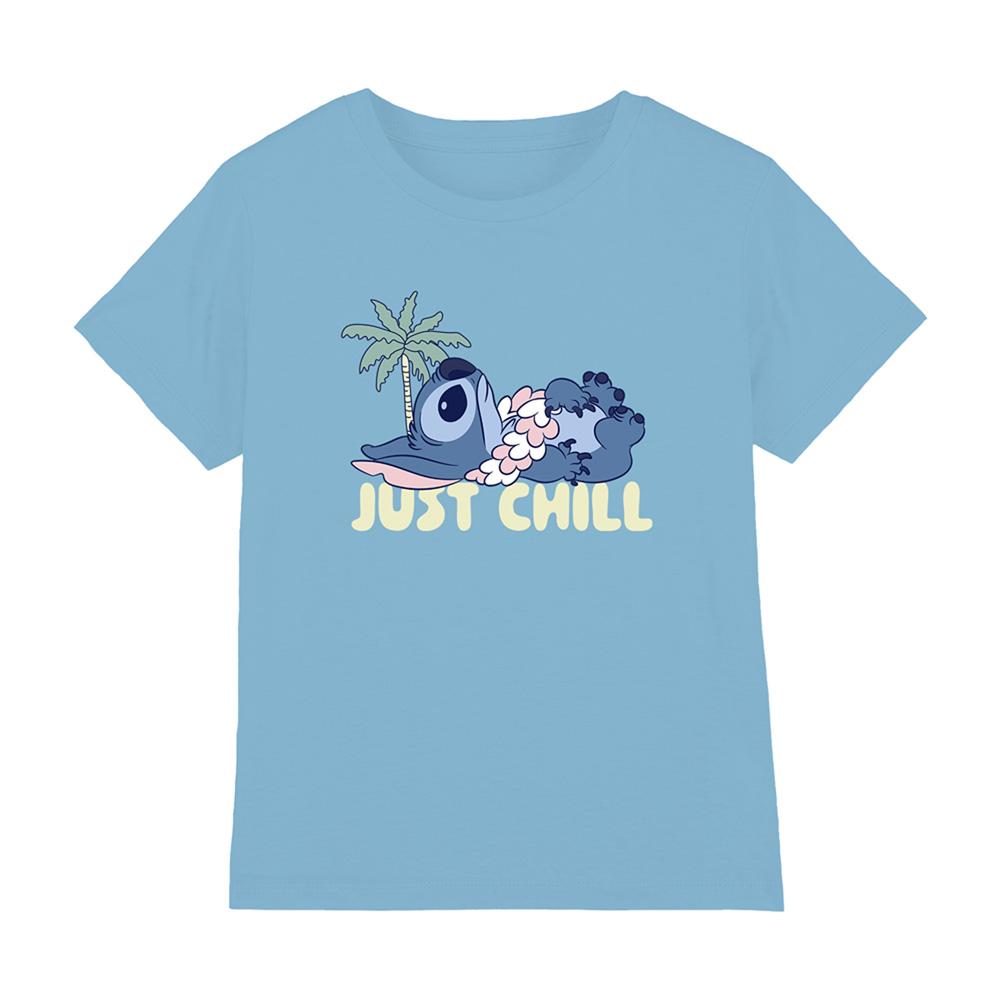 Sky Blue - Front - Lilo & Stitch Childrens-Kids Just Chill T-Shirt