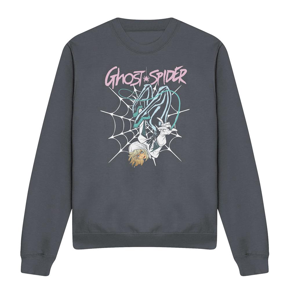 Dark Heather - Front - Spider-Man Unisex Adult Ghost-Spider Neon Web Sweatshirt