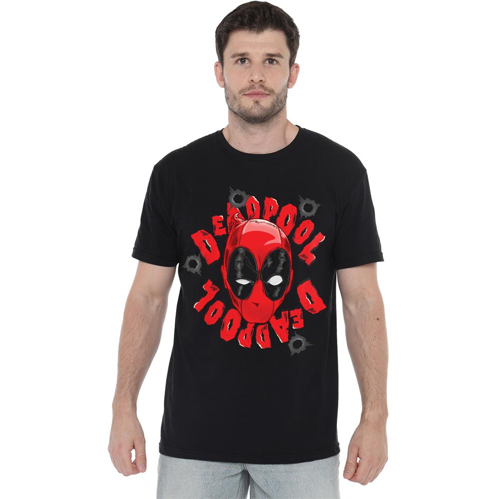 Black - Side - Deadpool Mens Head T-Shirt