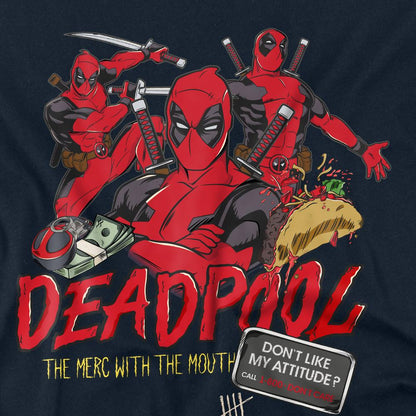 Deep Navy - Side - Deadpool Unisex Adult Attitude T-Shirt