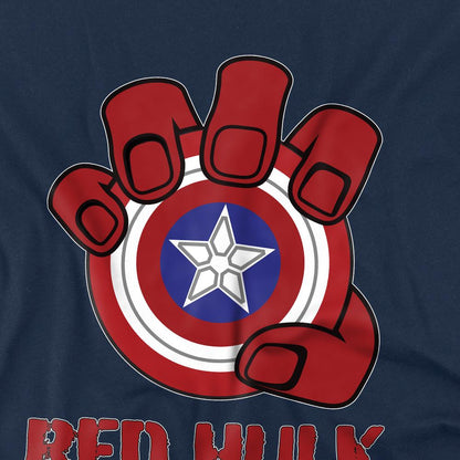 Navy - Pack Shot - Captain America: Brave New World Childrens-Kids Red Hulk Shield T-Shirt