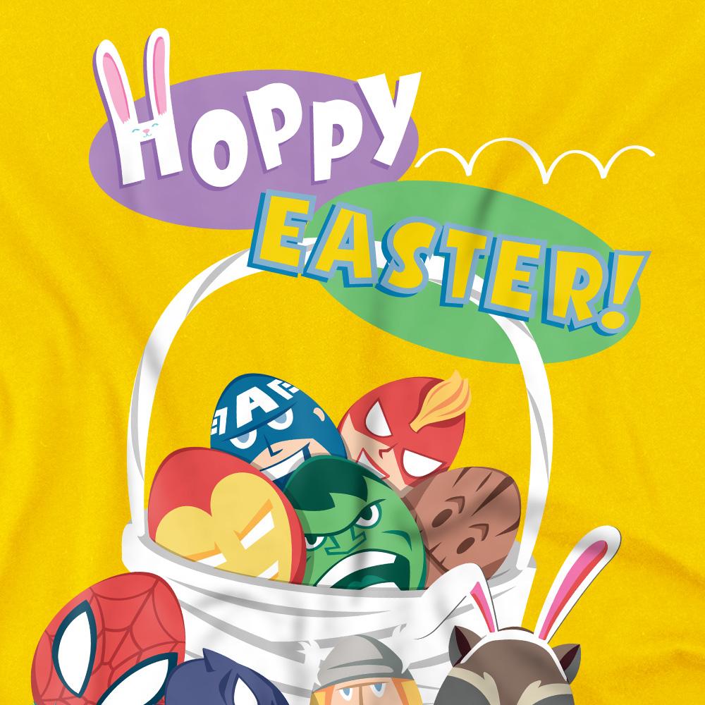 Yellow - Pack Shot - Marvel Childrens-Kids Hoppy Eggs Easter T-Shirt