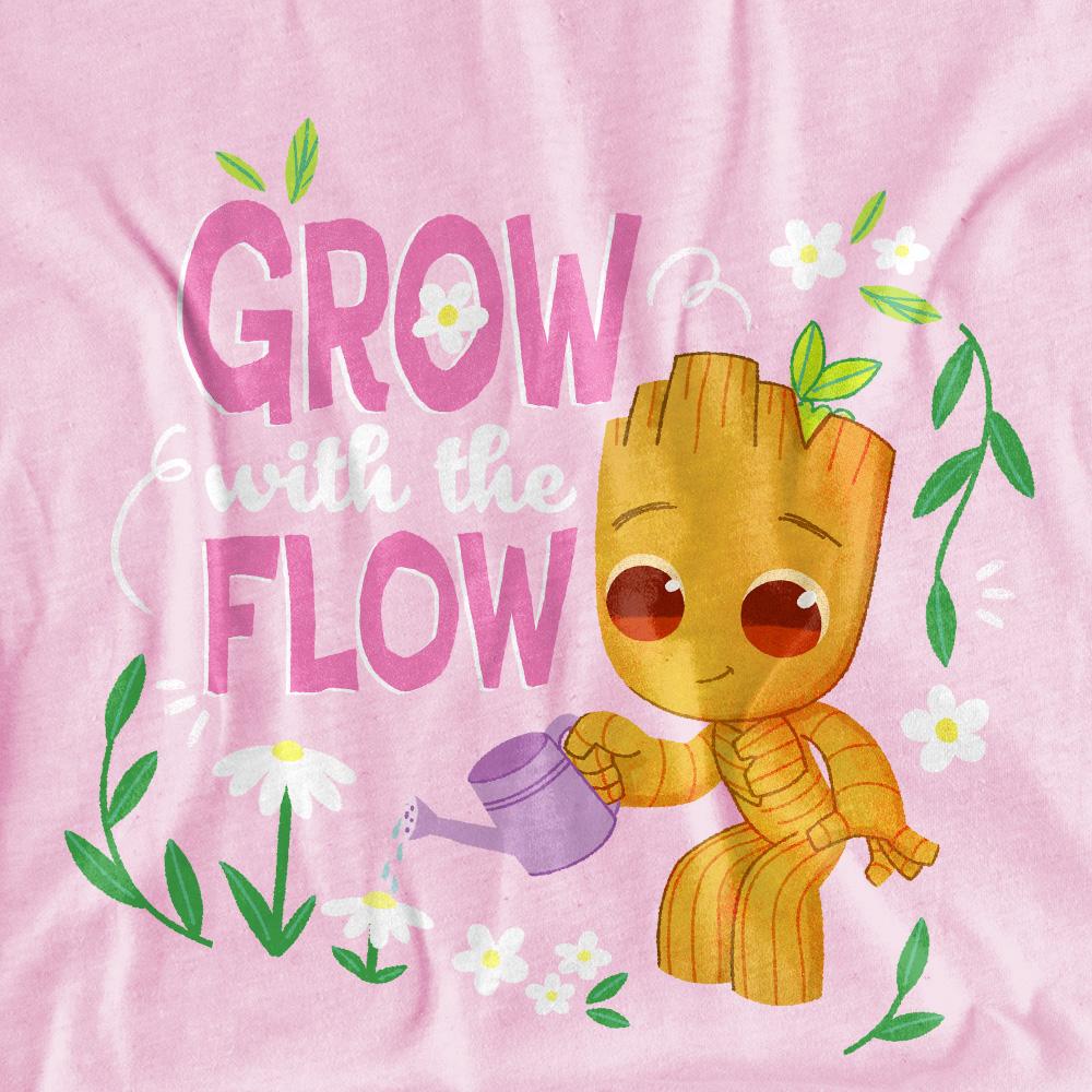 Light Pink - Side - Guardians Of The Galaxy Childrens-Kids Grow With The Flow Groot Flowers T-Shirt