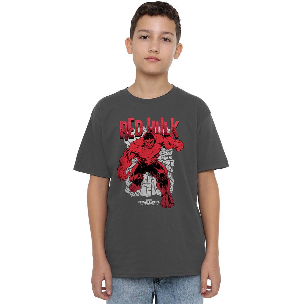 Light Graphite - Lifestyle - Captain America: Brave New World Childrens-Kids Red Hulk Cracked T-Shirt
