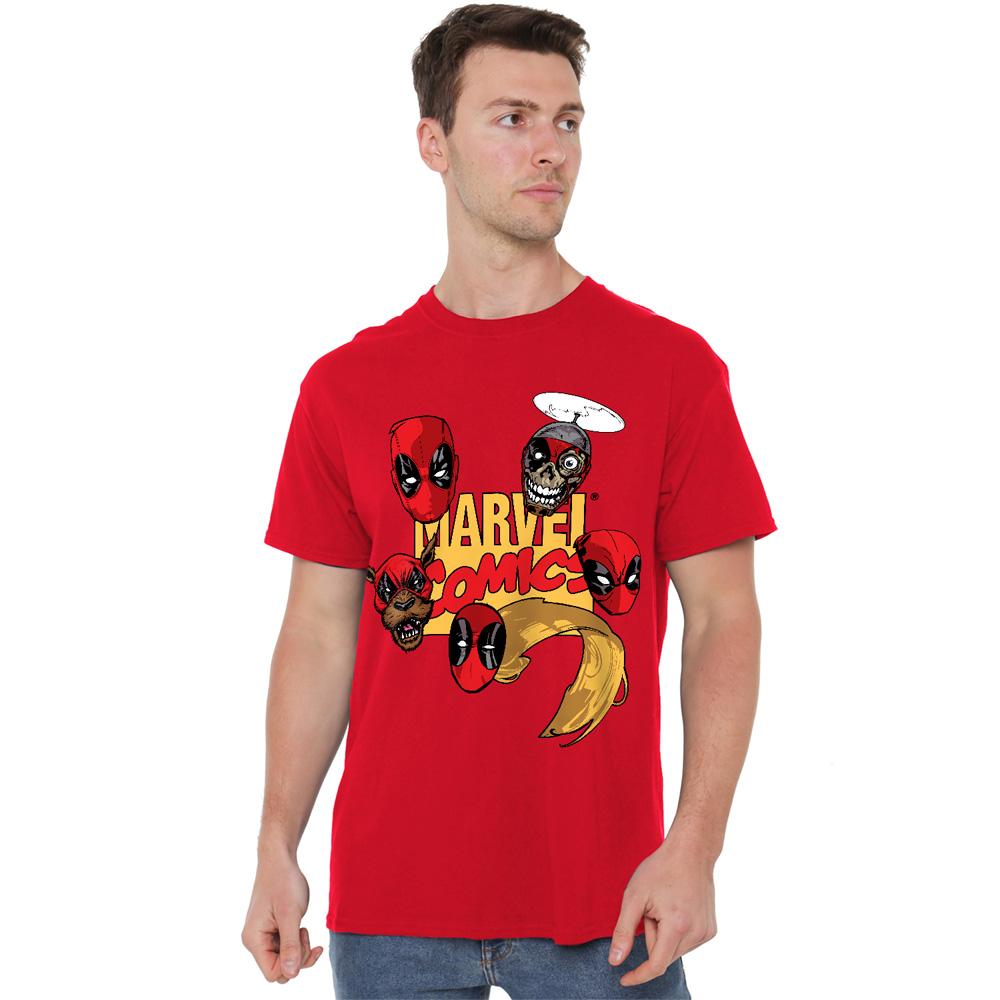 Red - Side - Deadpool Mens Character Heads T-Shirt