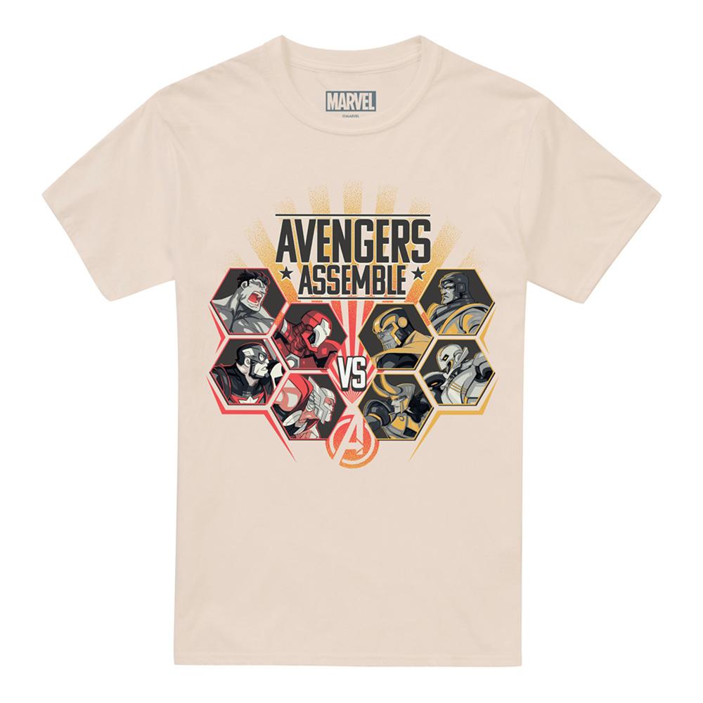 Natural - Front - Avengers Mens Vs Villains T-Shirt