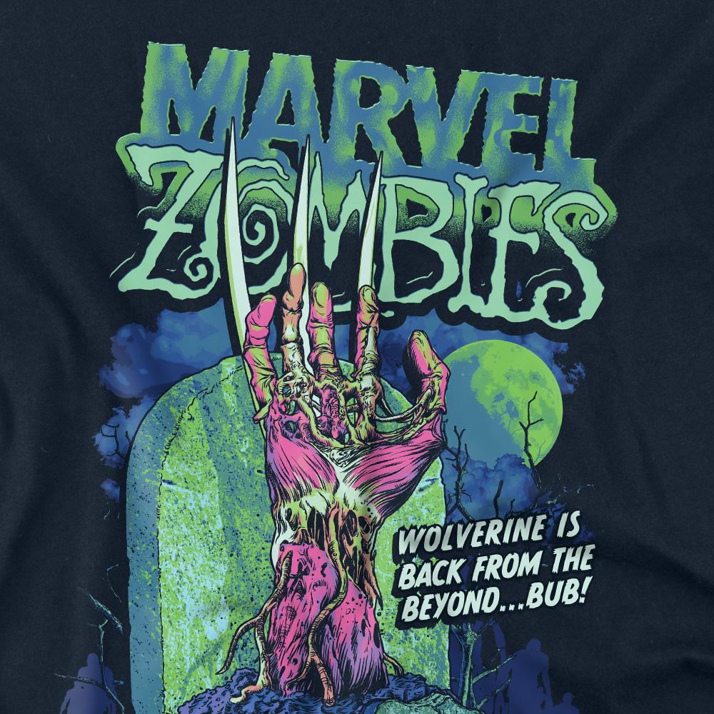 Deep Navy - Side - Marvel Zombies Unisex Adult Wolverine Grave T-Shirt