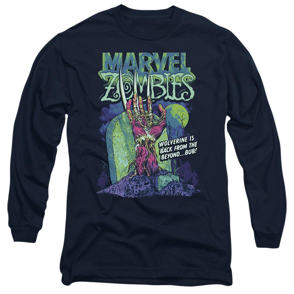 Deep Navy - Front - Marvel Zombies Unisex Adult Wolverine Grave T-Shirt
