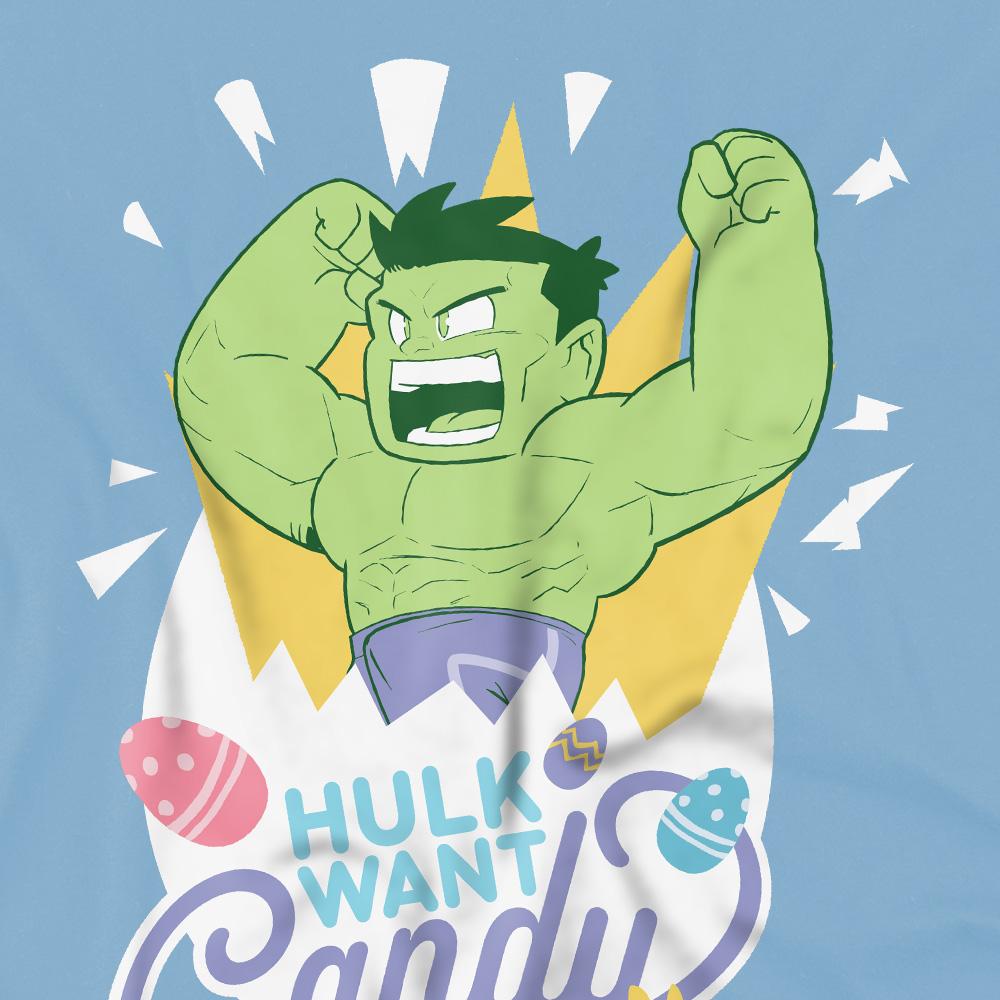 Sky Blue - Pack Shot - Hulk Childrens-Kids Want Candy Easter T-Shirt