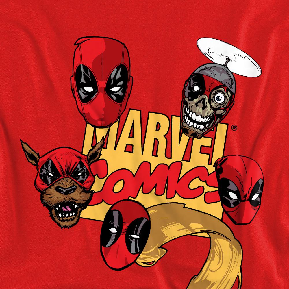 Red - Pack Shot - Deadpool Unisex Adult Character Heads Sweatshirt